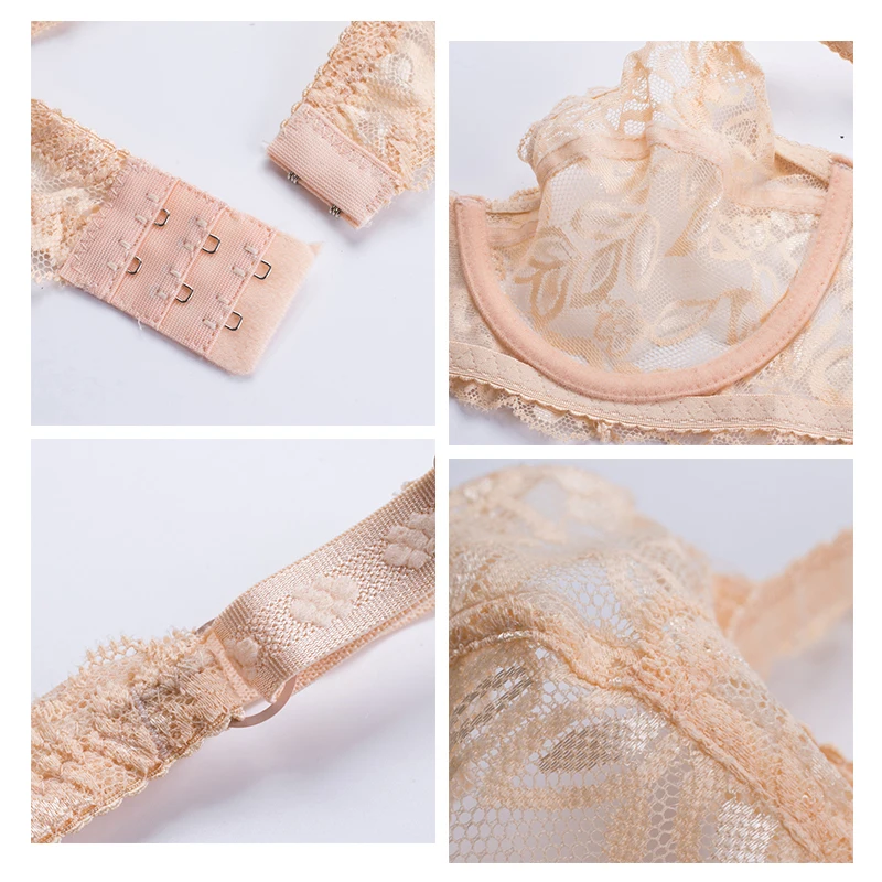 

Lace Bra Transparent Women's Sexy Underwear Set Hollow Out Lace Decoration Underwired Lingerie Embroidery Brassiere