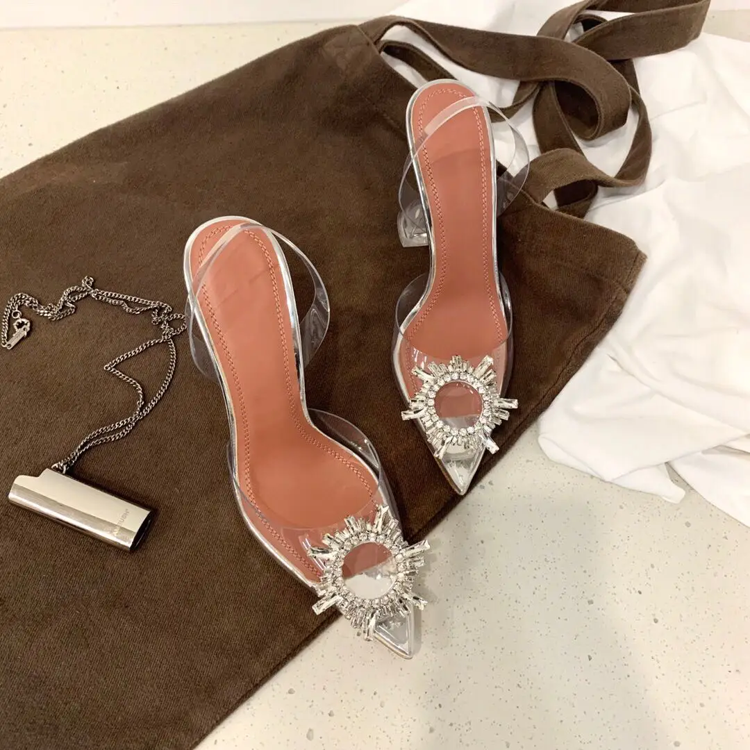 

Prowow Summer Sexy Luxury Crystal Clear Women High Heels Shoes Sandals Runway Brand Goblet Heels Ladies Shoes