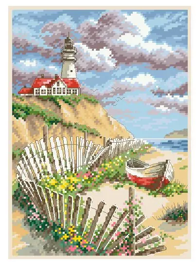 Мм наборы для вышивки крестиком Набор маяк cliffside фарфор боковая скала Приморский