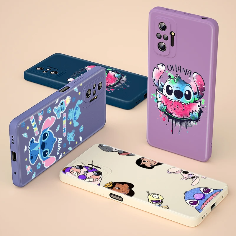 

Animation Stitch Cute For Redmi Note 10 10S 10T 9 9S 9T 8 8T 7 7S 6 5 Pro Max Plus 5G Phone Case Liquid Silicone Soft Capa