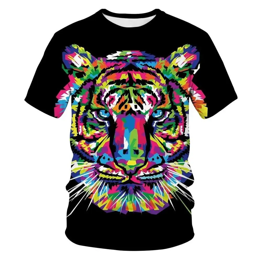 Футболка Мужская/женская с изображением тигра и коротким рукавом|Мужские