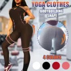 Соблазнительное боди, спортивный костюм для йоги, жилет с перекрестной лямкой через шею, Женский цельный комплект, однотонный эластичный комбинезон с открытой спиной для подтяжки бедер, спортивная одежда