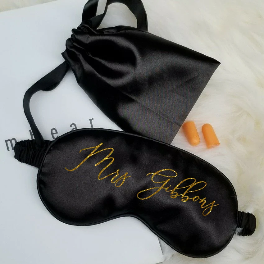 Персонализированный атласный маска для сна индивидуальное имя или монограмма