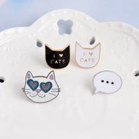 cool black white cat meow sunglasses dialog box brooch button pins denim jacket pin badge cartoon animal jewelry gift