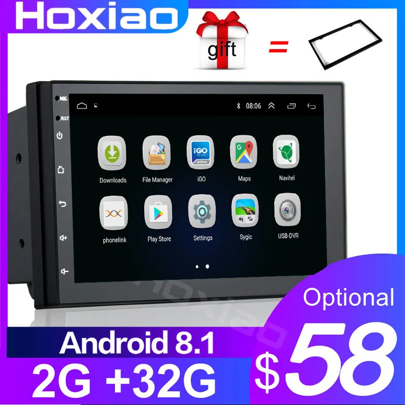 Автомобильный GPS плеер четырехъядерный 16 ГБ Android 8 1 2 din радио универсальная