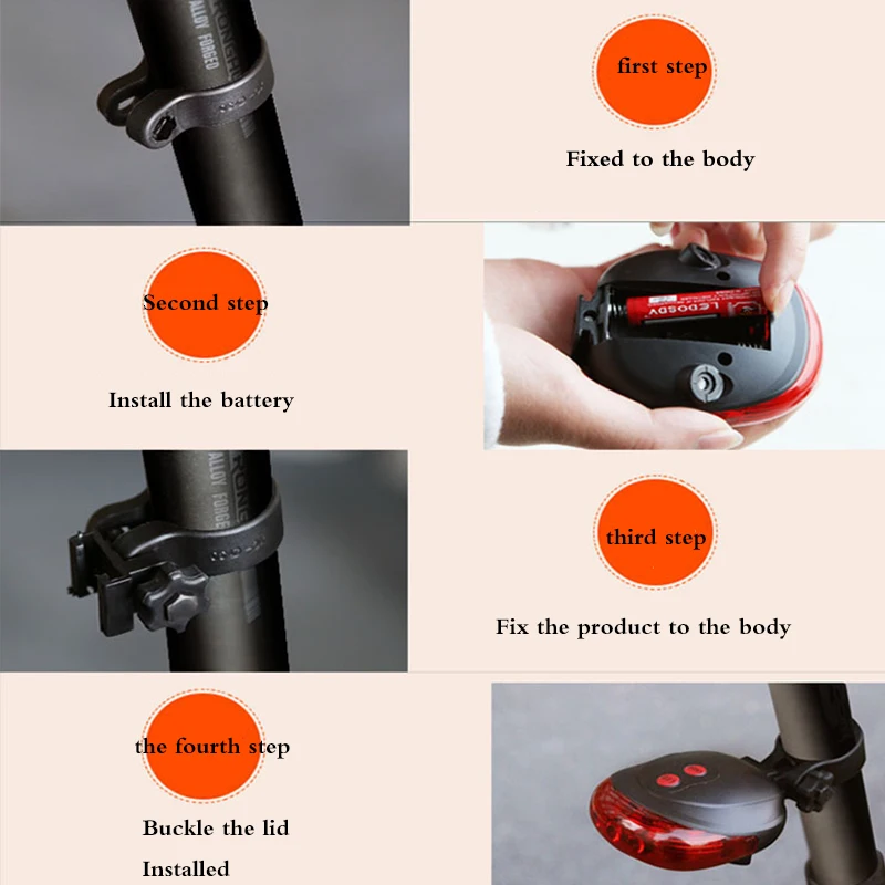Задсветильник фонарь для велосипеда водонепроницаемый задний горного с 5