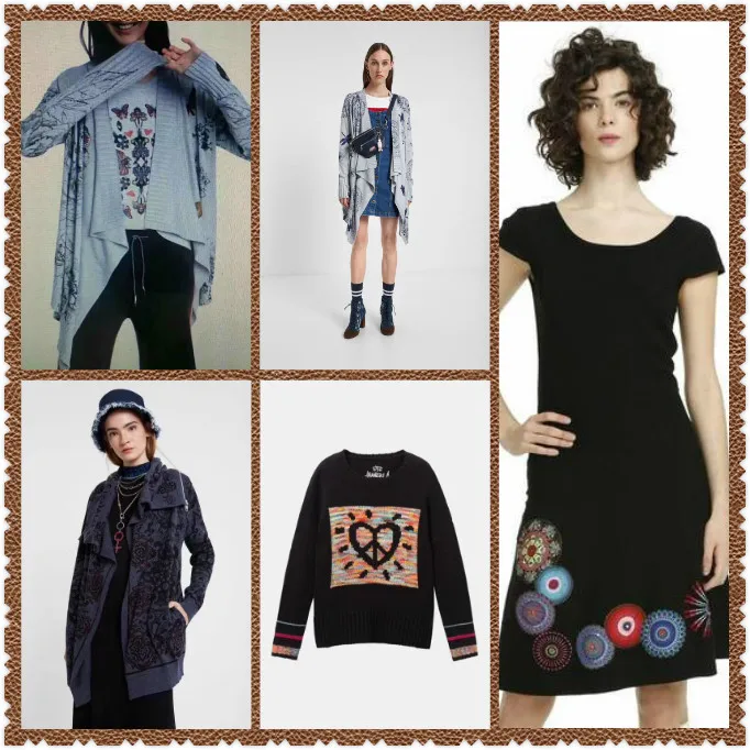 Spain Desigual autumn/winter 2018 new v-neck slimming print knit xs-xxl | Женская одежда