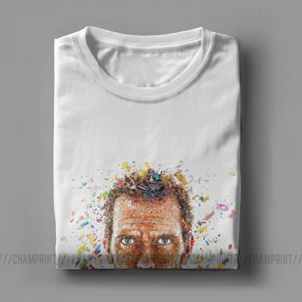 Забавные мужские футболки House MD с рисунком таблетки топы коротким рукавом Hugh Laurie