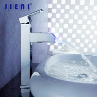 jieni solid brass bath taps bathroom basin led faucet water power basin led mixer chrome plated 3 colors faucet mixers taps