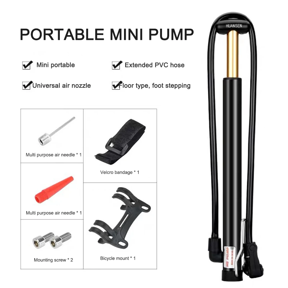 

Portable Bicycle Pump MTB Road Bike Floor-Mounted Pump High Pressure American Presta Valve Mini Mountain Bicycle Tire Inflator