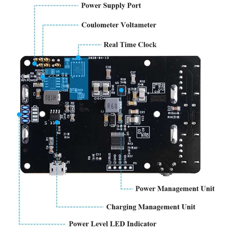 18650 UPS с RTC &amp Coulometer Pro устройство питания Расширенный два USB-порта для Raspberry Pi 4 B / 3B +/