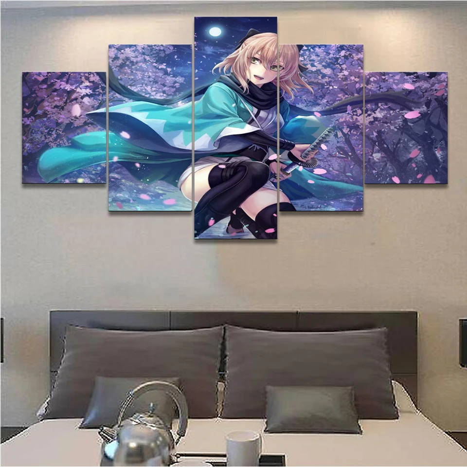 

Canvas Printed Poster Home Decor 5 Pieces Fate Grand Order Animation Painting Wall Art Pictures Living Room Modular Framework