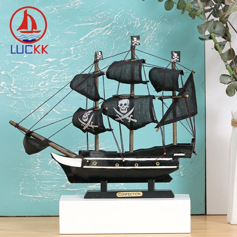 LUCKK миниатюрный деревянный черный жемчуг Пираты Парусник модель корабля