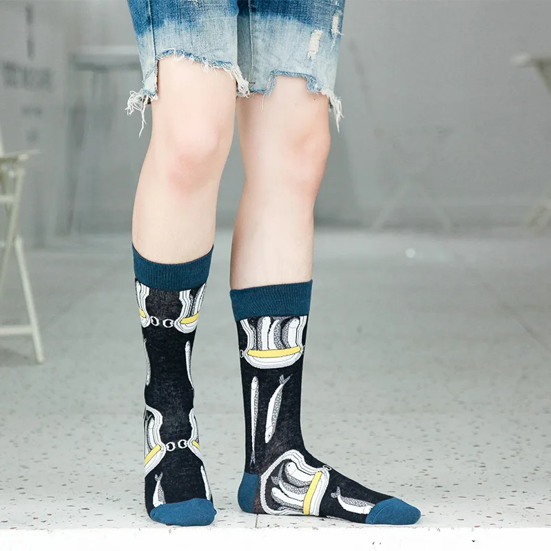 REFJJ хлопковые модные хип-хоп мужские носки тренд Harajuku Marvel клоун курица скейтборд