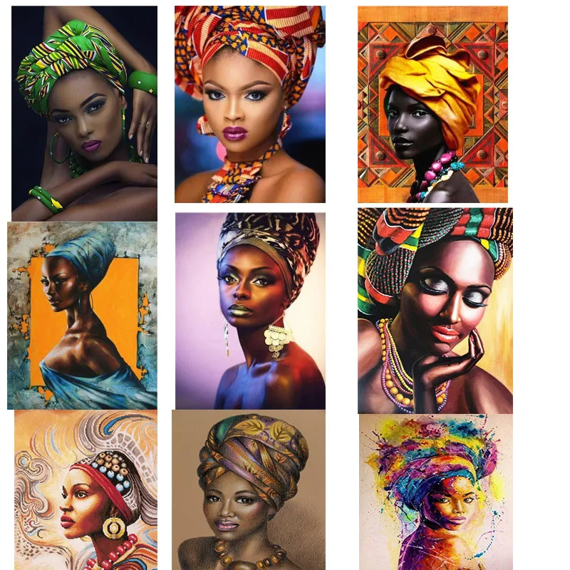 

Rhinestone Painting Crystal Decor Diy Diamond Painting "African woman" 3D Cross Stitch Pattern Diamond Embroidery