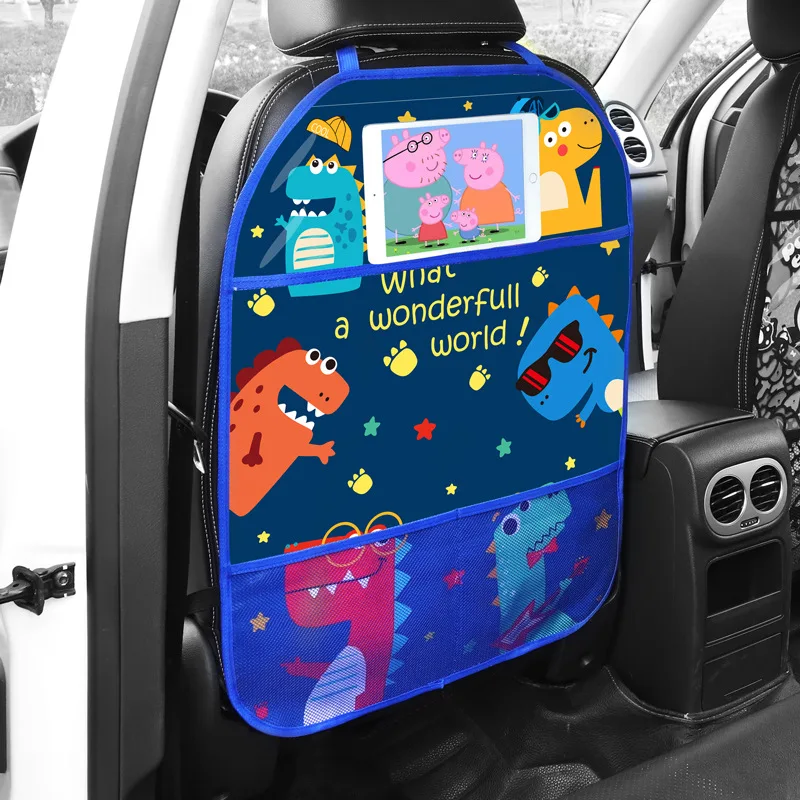 Funda protectora de dibujos animados para asiento trasero de coche, organizador de Kick Mat, soporte para tableta, bolsa colgante, soporte de almacenamiento de estilo de coche, accesorios para coche-5