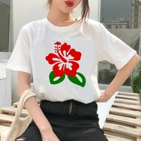 90s girls women t shirt top clothing female casual summer short sleeve aesthetic white t shirt for laides flower graphic print