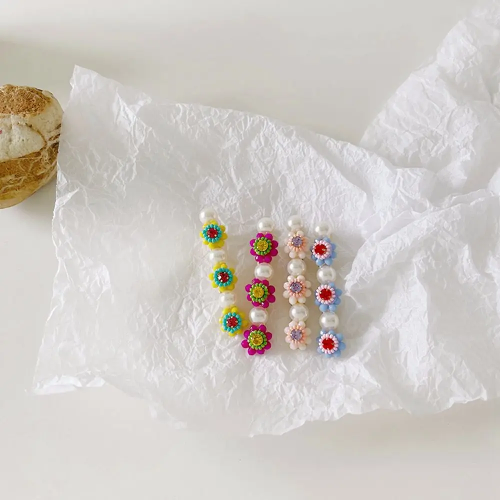 Pinza para el pelo de Color caramelo para ni&ntilde;a, horquilla con dise&ntilde;o de flores y diamantes de perlas, cuerda para el pelo para ni&ntilde;a, joyer&iacute;a, tocado de diamantes de imitaci&oacute;n, regalo nuevo-2