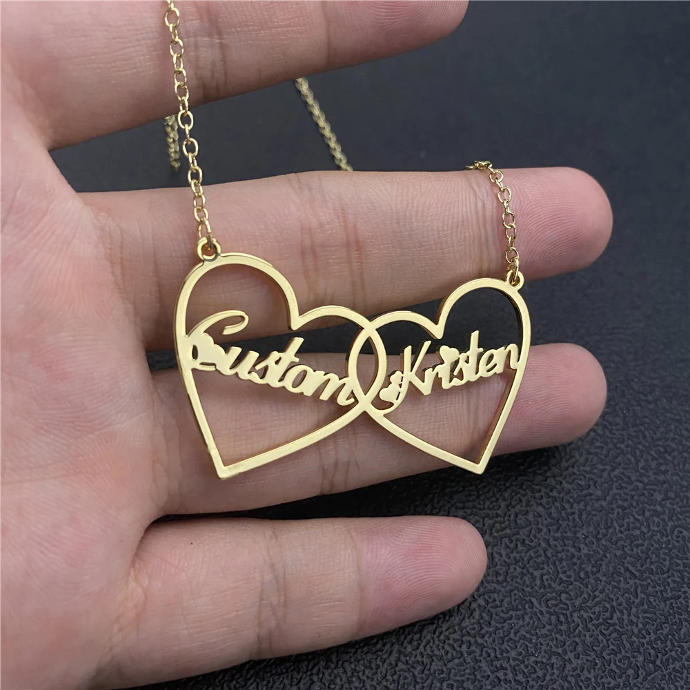 Ожерелье с именем на заказ KristenCo ожерелье двойным сердцем и для лучшей семьи