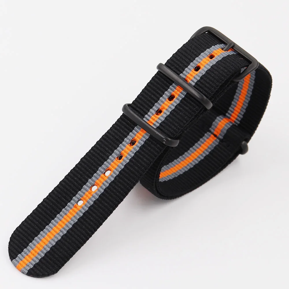 Мужские и женские одноцветные наручные часы Nato с черной пряжкой в полоску