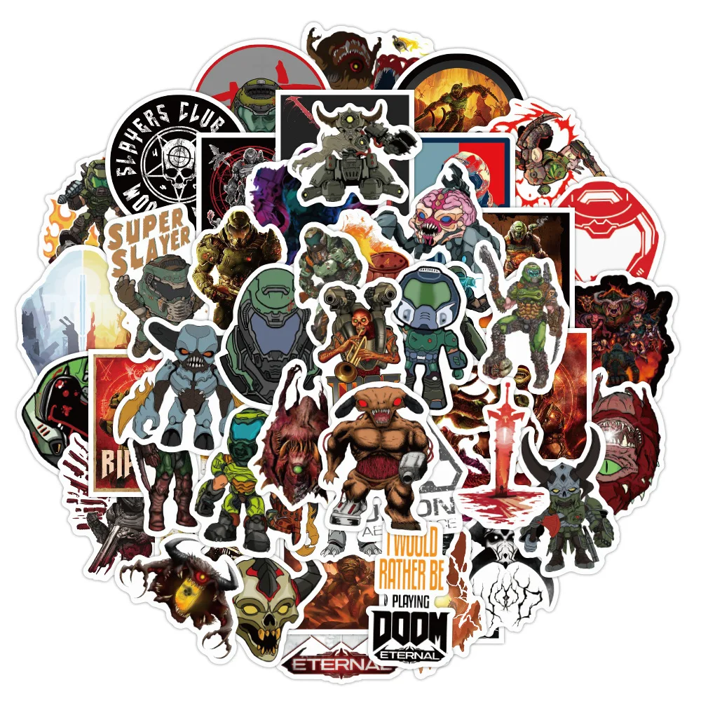 103050pcs game doometernal stickers laptop guitar luggage skateboard bike waterproof cool graffiti sticker decal kid toys free global shipping