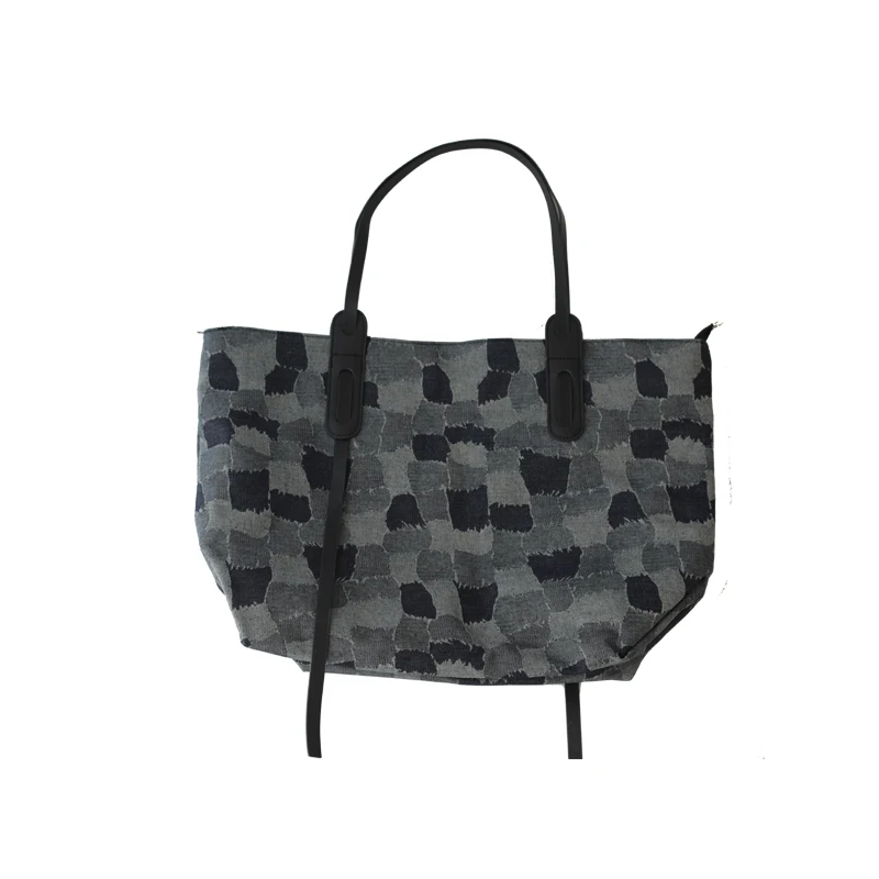 

2021 European and American Hot Denim Bags New Canvas Portable Large-capacity Plaid Tote Bag High Quality Casual Handbags K3452