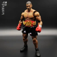 16cm boxing champion mike tyson 112 three head carving movable action figure toys model of boxers belt cape