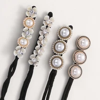 wesparking emo hair stick twist headband pearl flower hairpin bun maker lazy hairband accessories for women free shipping
