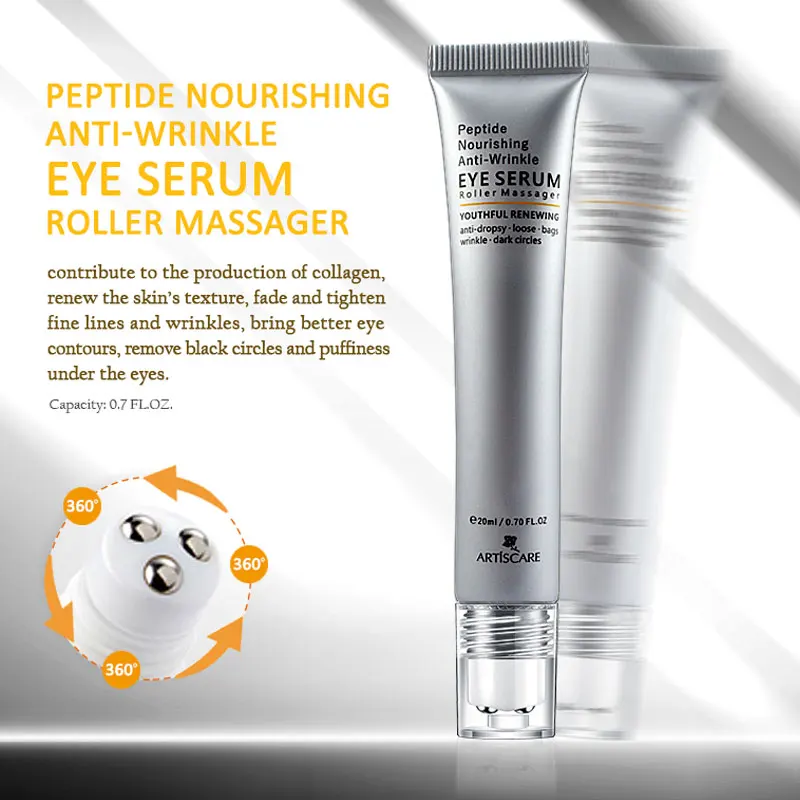 

ARTISCARE Peptide Anti Wrinkles Eye Serum Roller Massager Eye Patches Skin Care Anti Puffiness Fine Lines Dark Circles Eye Cream