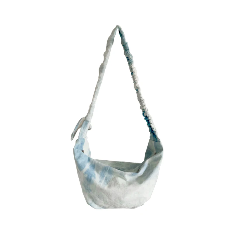 

Canvas bag female ins wind slant bag shoulder bag large-capacity tie dyeing 2021 new hundred folds dumplings