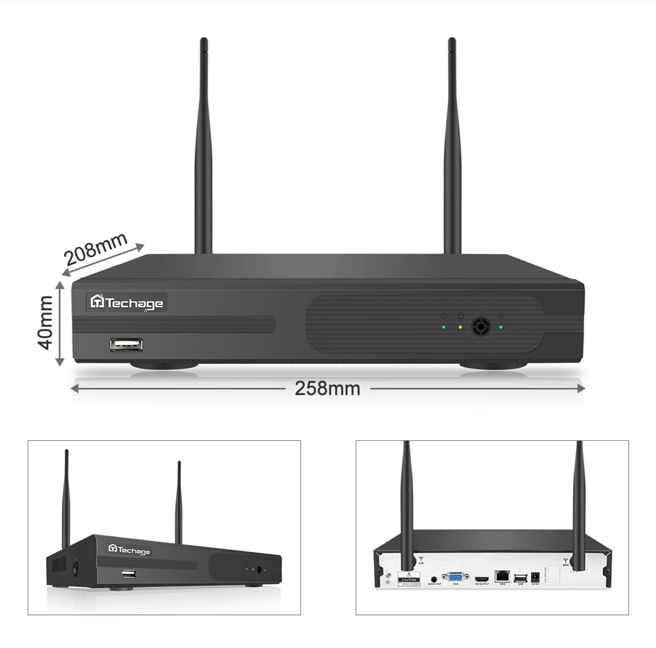 Камера видеонаблюдения Techage беспроводная 8 каналов 1080P 2 Мп Wi Fi|Система наблюдения|