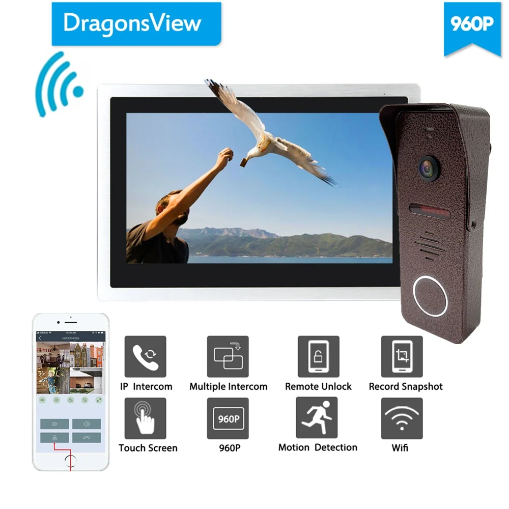 Dragonsview Wifi Doorbell Camera 960P Home Intercom Wifi Video Door Phone System Unlock Message Motion Record Waterproof - Цвет: Set 1 No Card