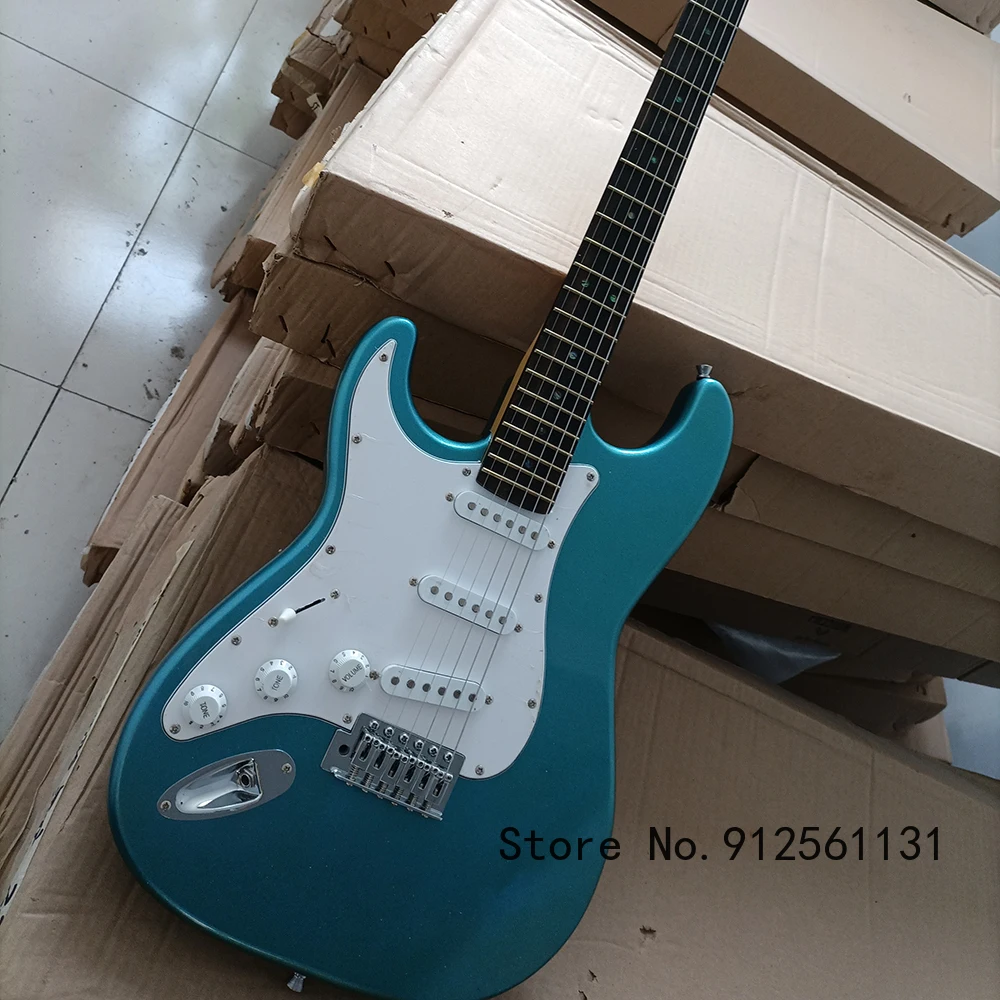 

Free Shipping 6 Strings Navy Blue Left Handed Electric Guitar with Abalone Inlay,Rosewood Fretboard