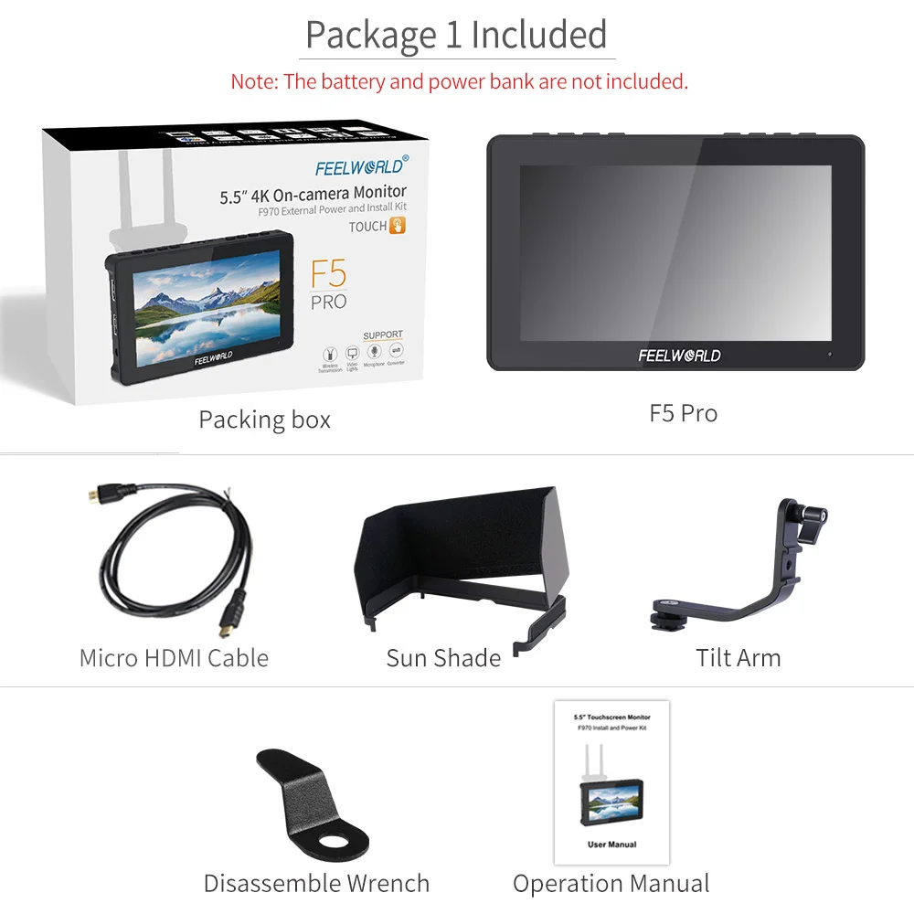 Монитор для камеры FEELWORLD F5 Pro V2 с сенсорным экраном 5 дюйма Full HD 1920x108 - купить по