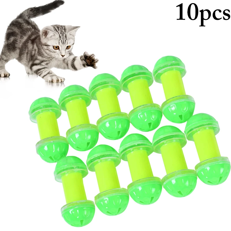 

10pcs Cat Toy Plastic Pet Cat Bell Dumbbell Designed Funny Kitten Bell Toy Cat Jingle Bell Interactive Playing Toys for Cats