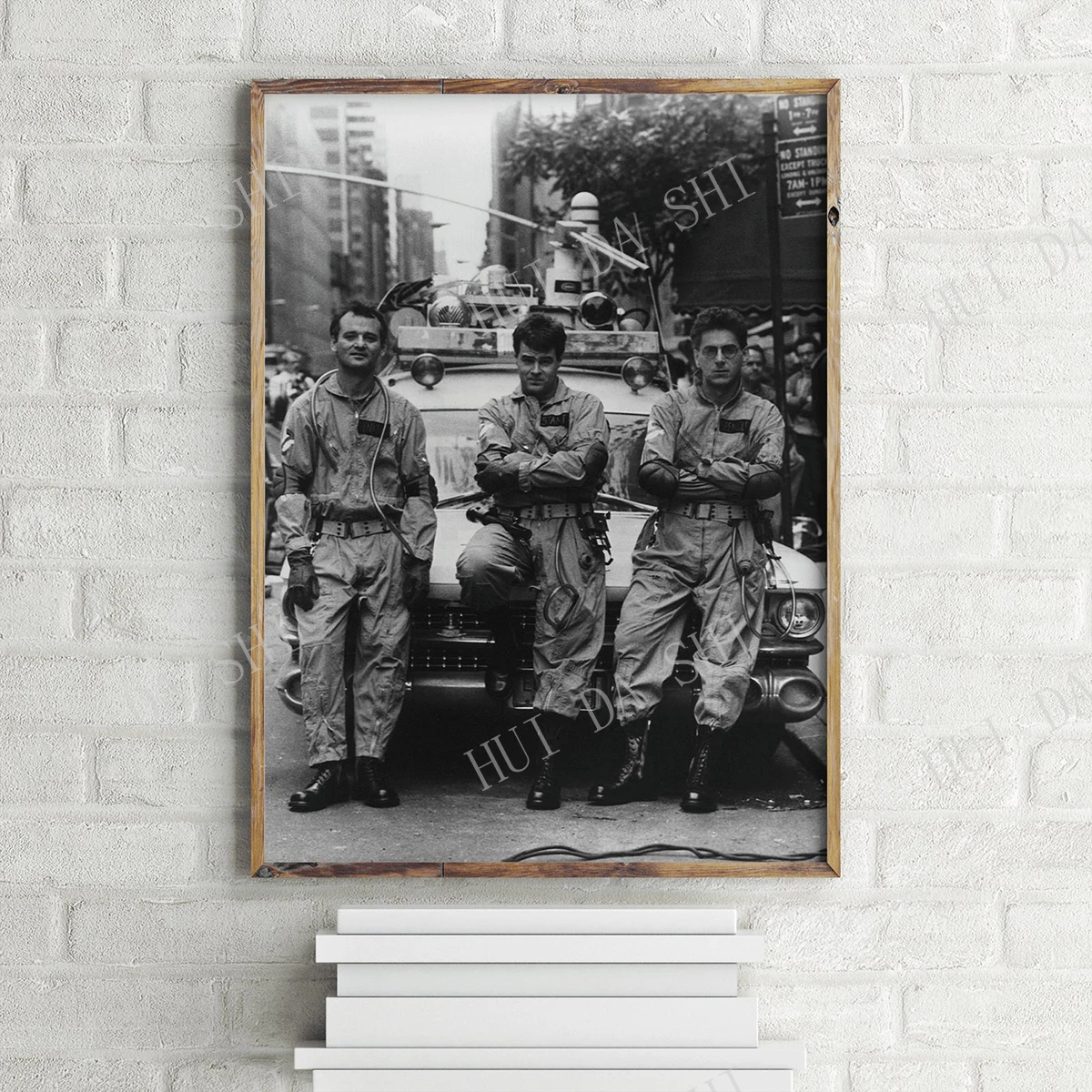 

Ghostbusters Retro Movie Poster with Original Cast. Classic Film Scene Print