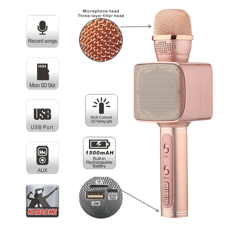 SU-YOSD микрофон для караоке с ночным светильник щением в руке | Электроника