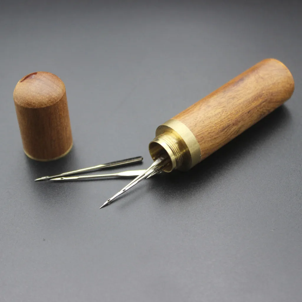 Handmade Leather Tools Production Needle Storage ToolsSandalwood Tube Holder DIY sewing needle storage box | Дом и сад