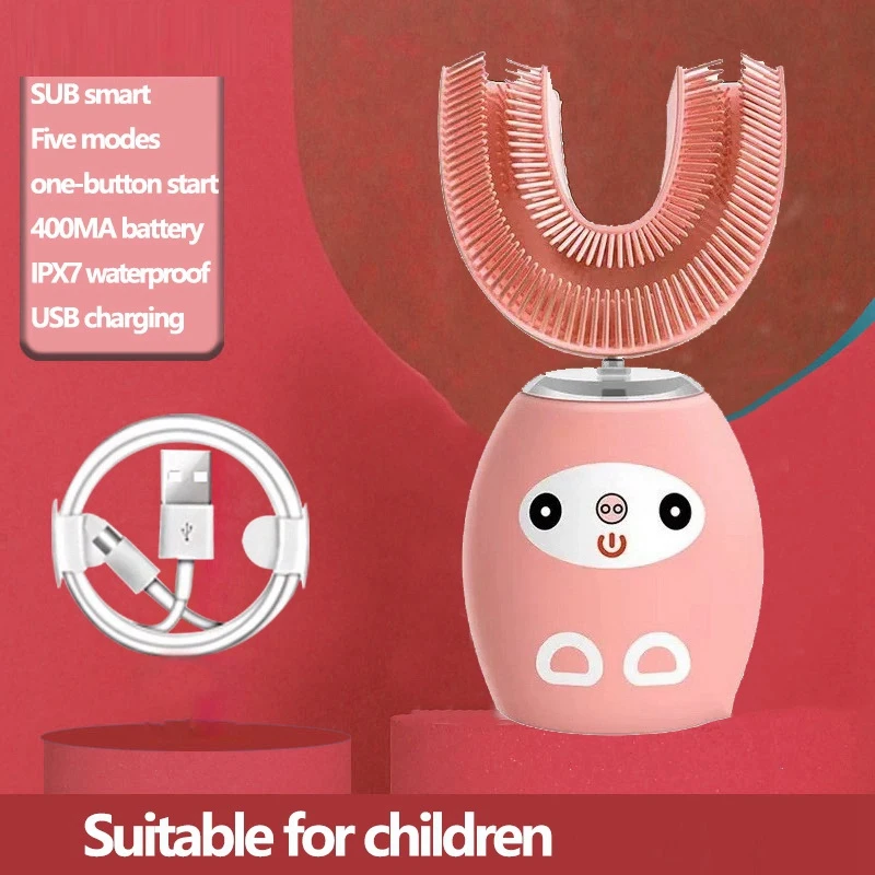 

U-Shaped Electric Toothbrush Recharge Automatic Ultrasonic Toothbrush Kids Cartoon Pattern Toothbrush
