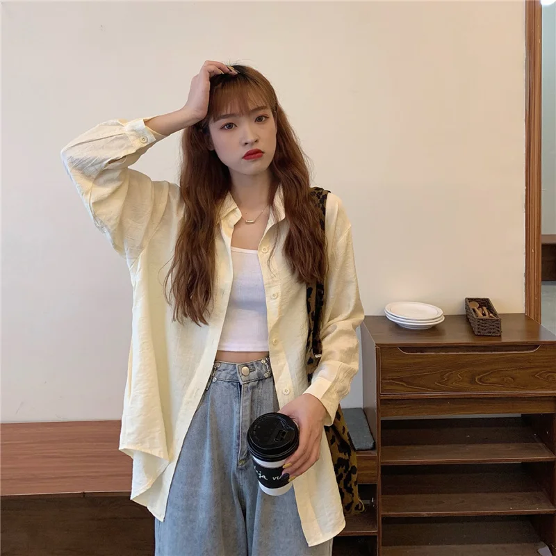 

5 Color Ladies Vintage Loose Blouse Women Shirt Streetwear Casual Workwear Lady Soft Style Women Shirt Female Blouse Tops T425