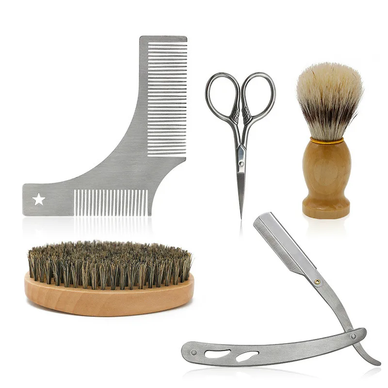 

CestoMen Men Beard Tools Kit Luxury Gift Set With Beard Brush Shaving Razor Shear And Beard Comb Mustache Care Tool