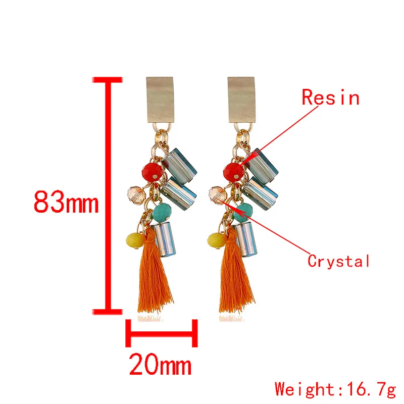 Модные новые женские серьги хрустальные подвески богемные длинные кисточки