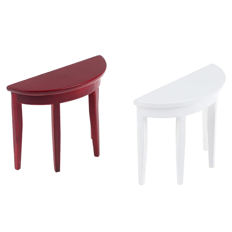 

Dollhouse Miniature Wooden Half Round Table Model Furniture Teatable Coffee Living Room KID Toy 1:12 Dolls Simulation Home Toys