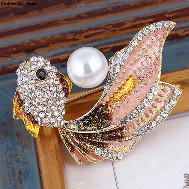 Рыбка животное брошь ювелирные изделия для Для женщин Мода милые брошки Золотая
