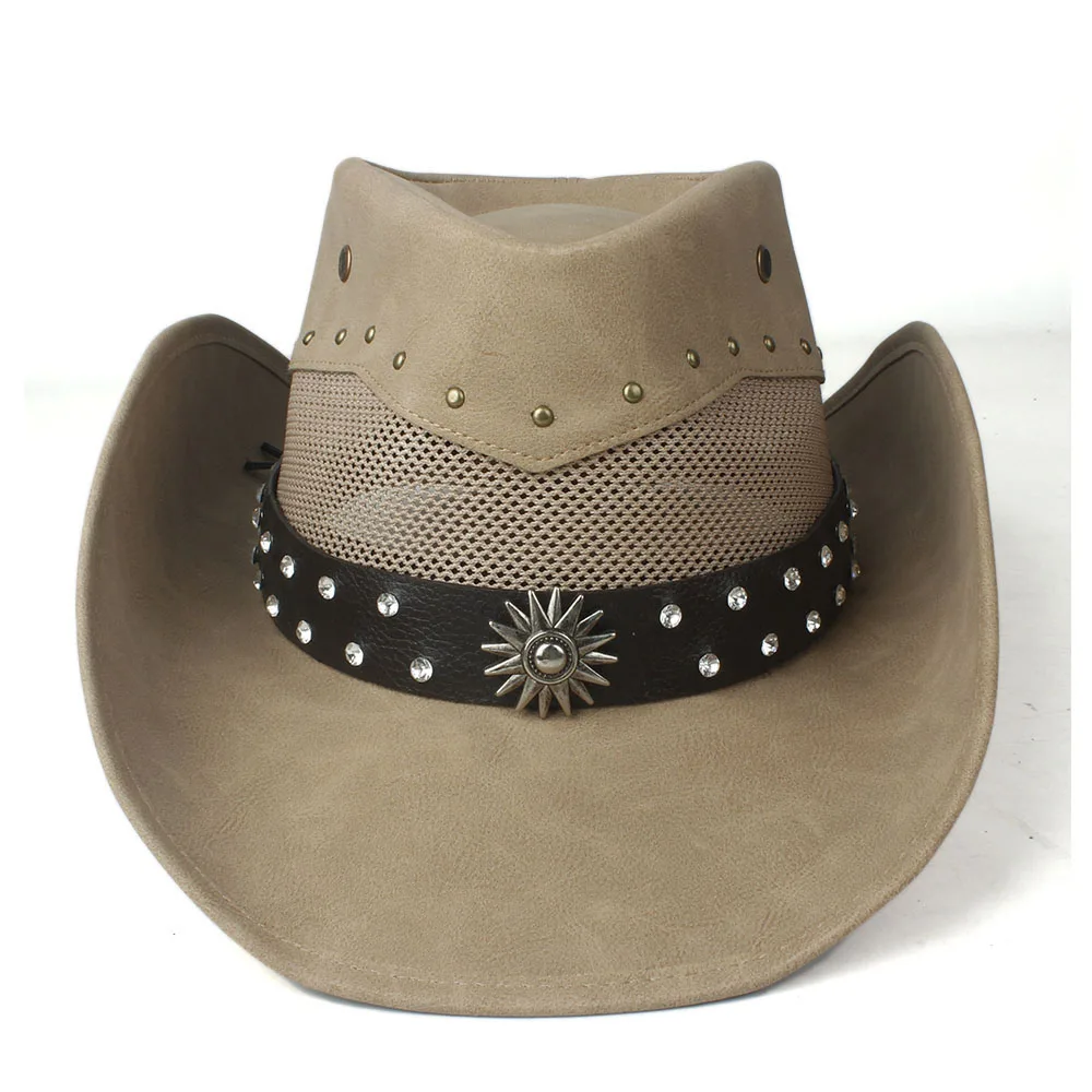 2019 кожаная мужская женская сетчатая ковбойская шляпа в западном стиле с широкими