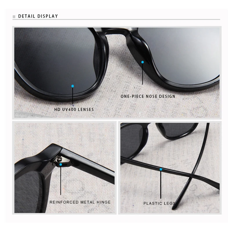 Мужские солнцезащитные очки в круглой оправе CONCHEN с квадратной оправой для