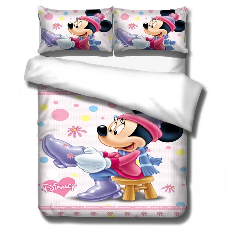 Mickey 8 Комплект постельного белья с Микки Маусом и Минни Маус, пододеяльник, наволочка для взрослых, Постельный набор для детской кровати, одинарный, Королевский размер, домашний текстиль, 3 шт - Цвет: Mickey 8