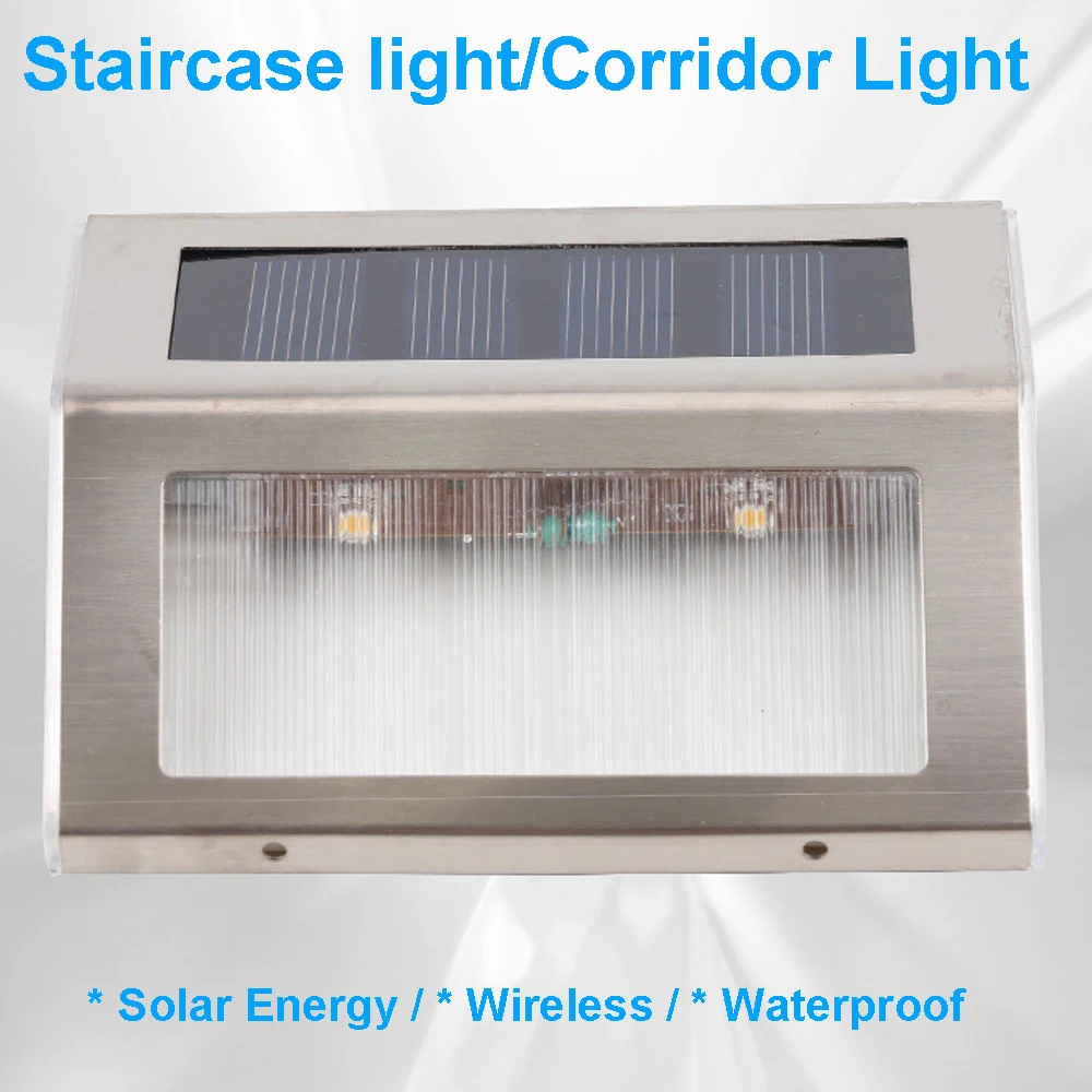 Беспроводной Солнечный коридор огни мини Супер Яркость 2/3LED Нержавеющая сталь