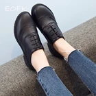 Женские туфли-оксфорды EOFK, из натуральной кожи, на плоской подошве, черные, для осени и весны
