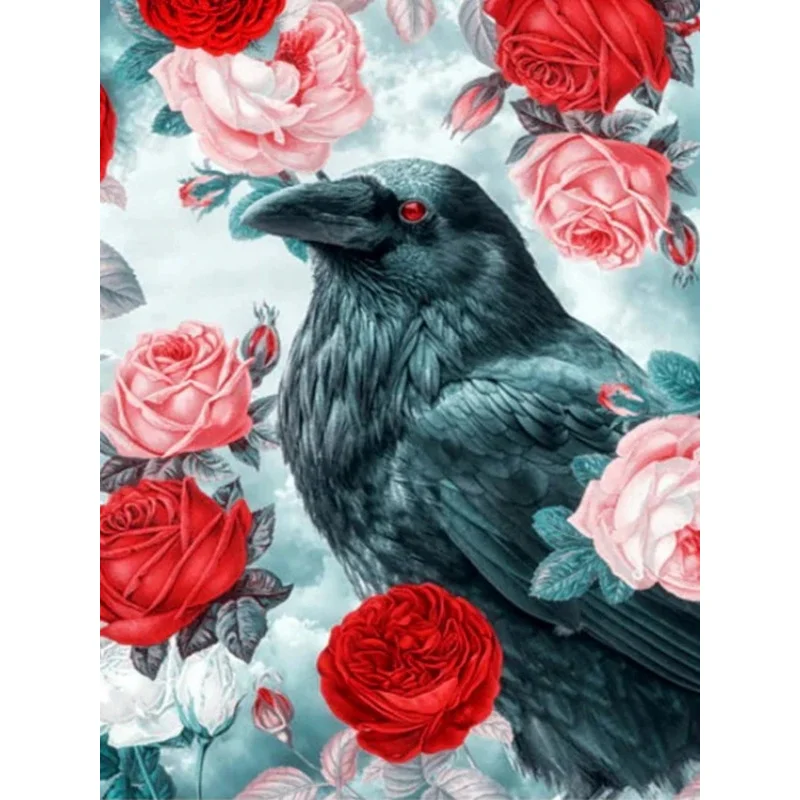 

Diamond Embroidery Crow Rose 5DDIY Diamond Painting Cross Stitch Square Diamond Round Diamond Rhinestone Mosaic